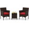 Costway 3PCS Patio Rattan Furniture Set Cushioned Sofa Glass Tabletop Deck Red\Blue\ White